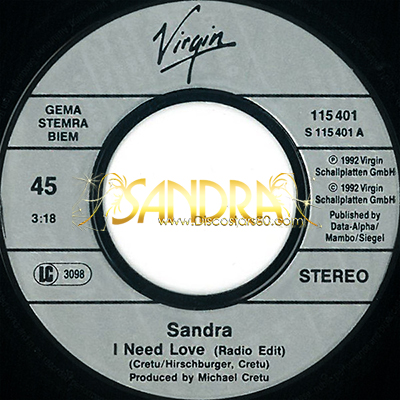 I Need Love (1992) label A
